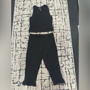 Anthropologie Popcorn Knit Set Black Size XS